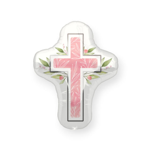 Picture of PINK BOTANICAL CROSS FOIL BALLOON 71CM